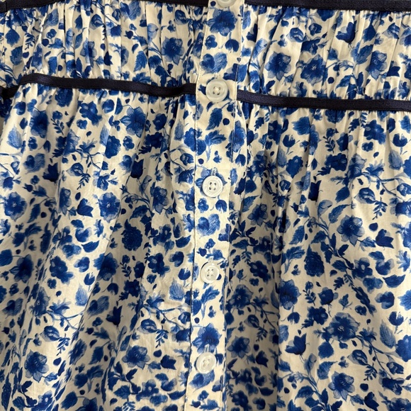 ANTHROPOLOGIE MAEVE THE LEANDRA SHIRRED YOKE TOP COTTON FLORAL BABYDOLL BLUE M - Picture 8 of 11